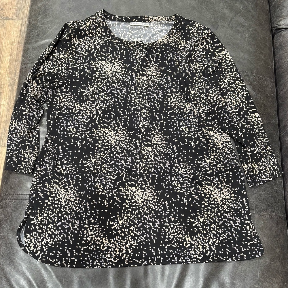 Croft & Barrow Black and Cream Speckled Blouse